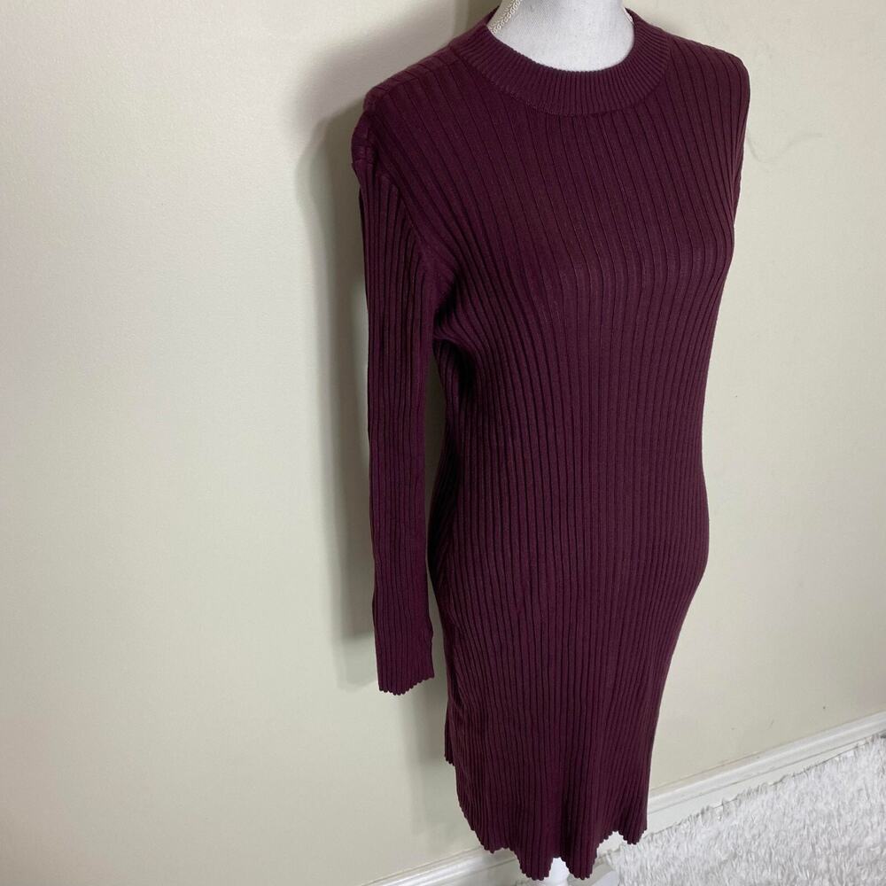 Skinnygirl Limelight MockNeck Keyhole Sweater Dress Women's Sexy Maroon, Medium - Picture 3 of 14